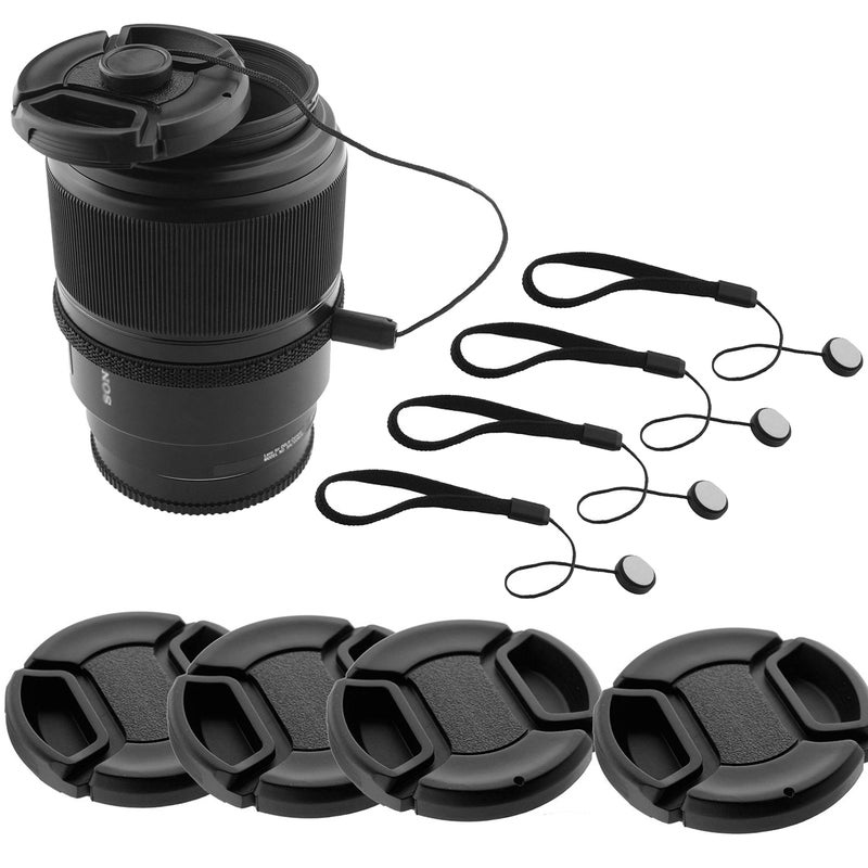 CamKix مجموعة غطاء عدسة CamKix 58mm متوافقة مع كاميرات نيكون، كانون، وسوني - 4 أغطية عدسة قابلة للتثبيت لكاميرات DSLR - 4 حافظات لأغطية العدسة - قطعة قماش تنظيف من الألياف الدقيقة متضمنة - (58mm) - Image 1